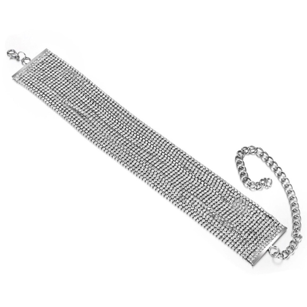 🎀 NEW • Silver Crystal Multilink Choker • - Picture 2 of 6